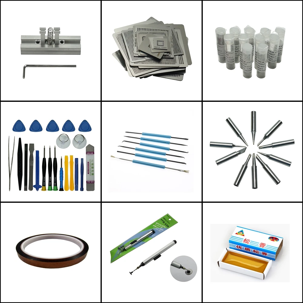 

BGA Directly Heat Stencil 250K Lead Solder ball reballing support stencil Holder Jig Template Heated Fixture Silver Solder Iron