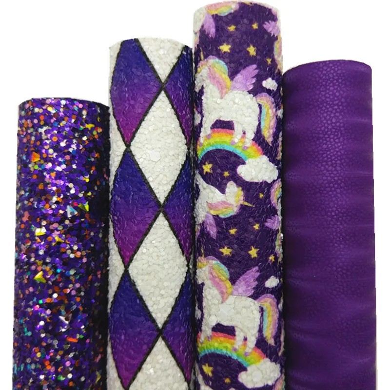 Фиолетовые блестящие кожаные единороги со стразами искусственная кожа фетровая