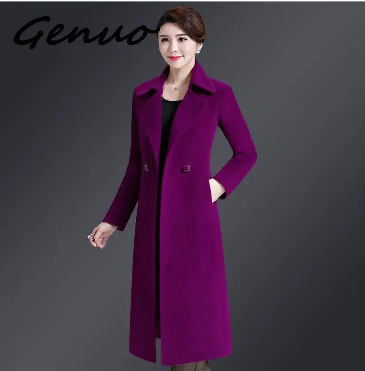 

Genuo New 2019 Fashion Autumn/Winter Wool Slim Coat Korean Style High Quality Elegant Women New Arrival Clothes 4xl Coat