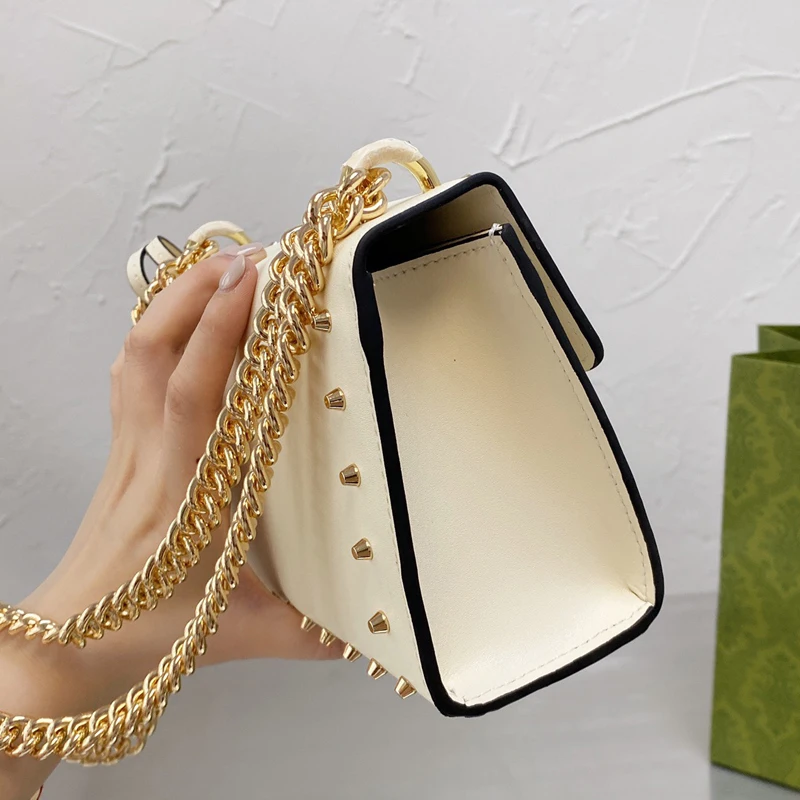 

Genuine Leather Women Bag Chain Bag Fashional Small Bag Messenger Bag 2021 single shoulder link chain Hobo Bag