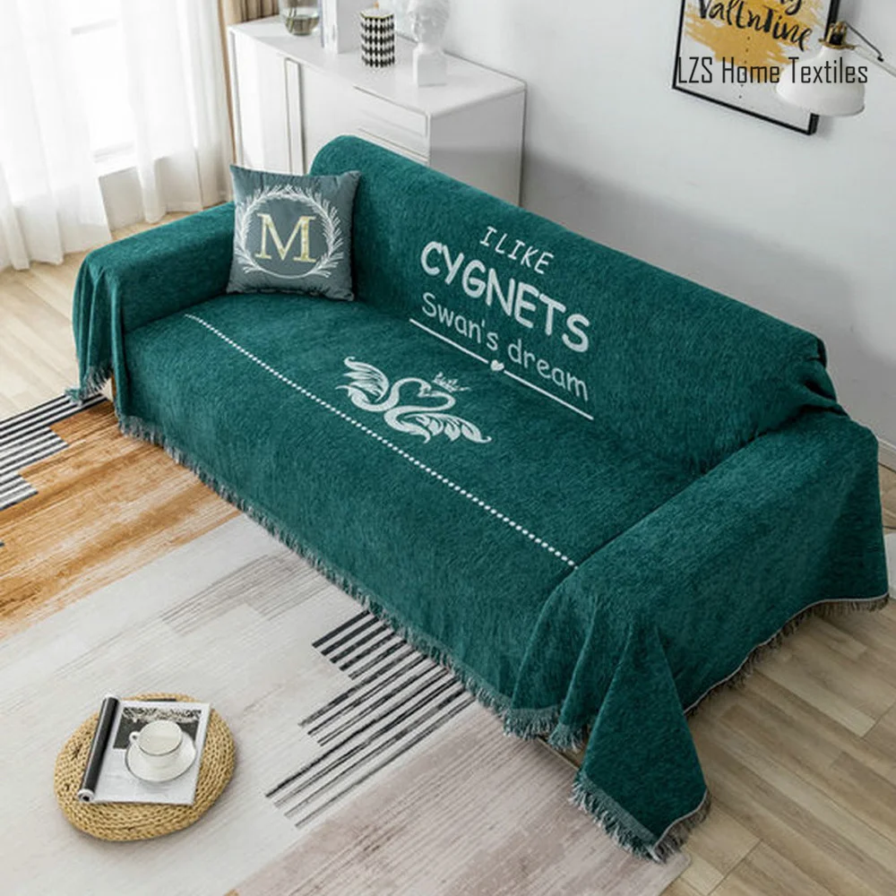 

Swan tassel sofa towel Modern Slipcover Couch Seat Cushion Sofa Towel Sofa Covers Nordic Cushion Thick Chenille Full Cover Towel