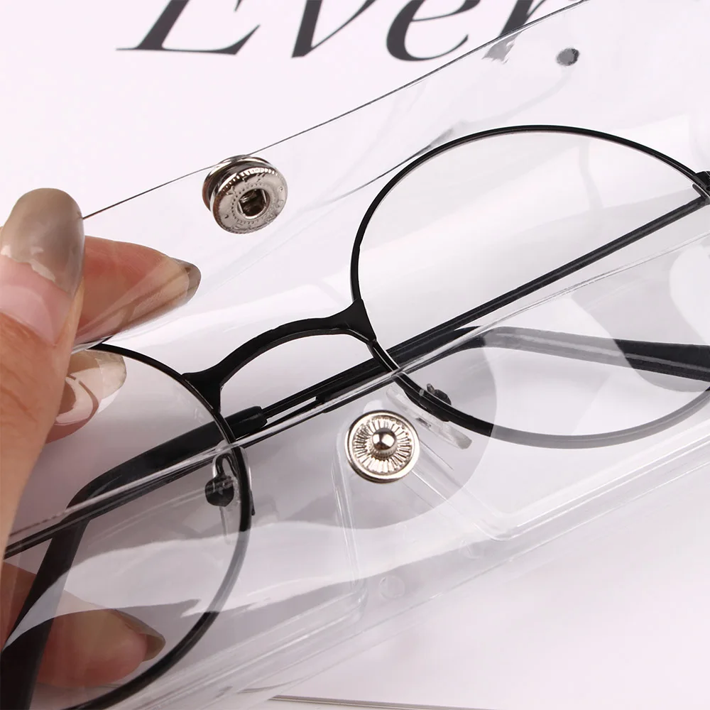 2 шт. сверхлегкие ПВХ портативные прозрачные чехлы для очков на кнопках прочные