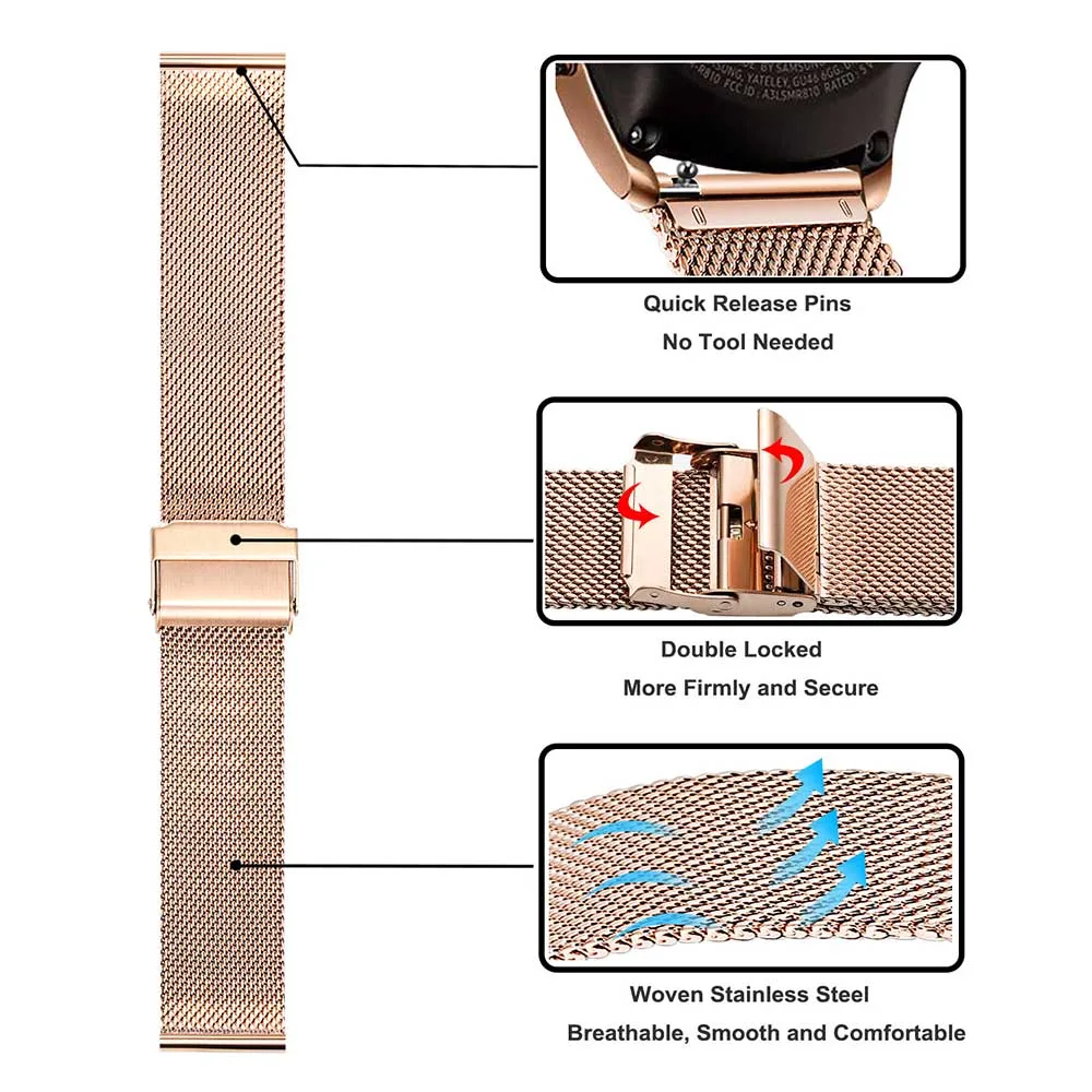 Ремешок из нержавеющей стали для Ticwatch E3 E 2 браслет с металлической сеткой
