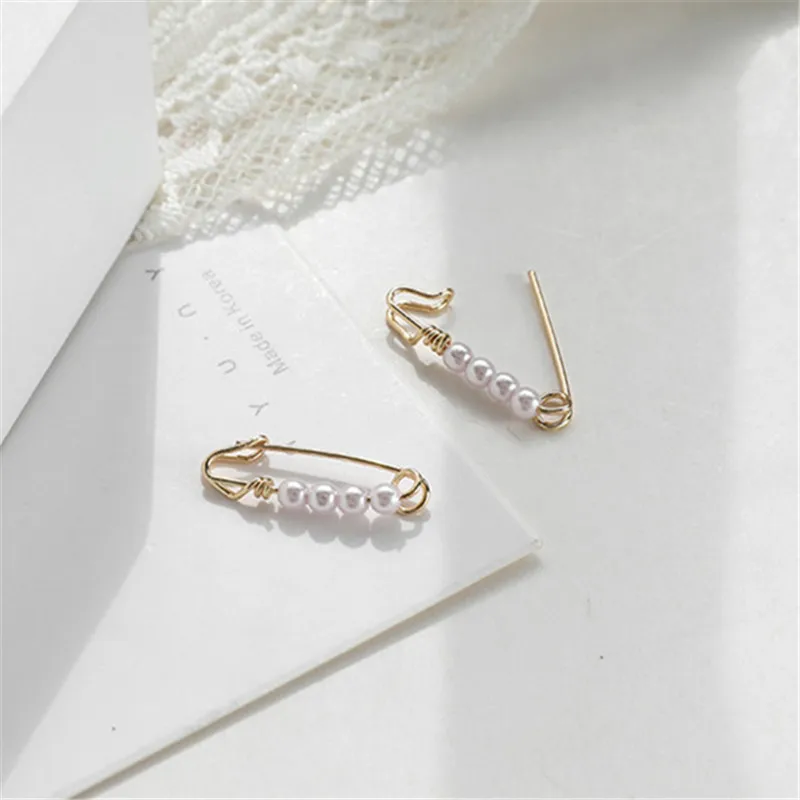 Модные простые металлические серьги-клипсы минималистичный стиль жемчуг милые