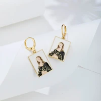 yangliujia metal drops of glaze geometric art earrings original design personality fashion women jewelry gift accessories