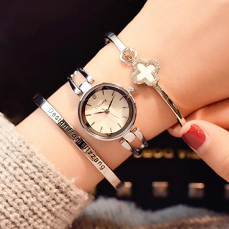 Простые элегантные женские часы серебряные повседневные браслет для женщин