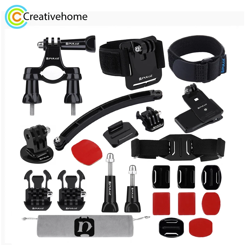 PULUZ 24 in 1 Bike Mount Accessories Combo Kits for GoPro NEW HERO /HERO7 /6 /5 /5 Session /4 Session /4 /3+ /3 /2 /1 Xiaoyi