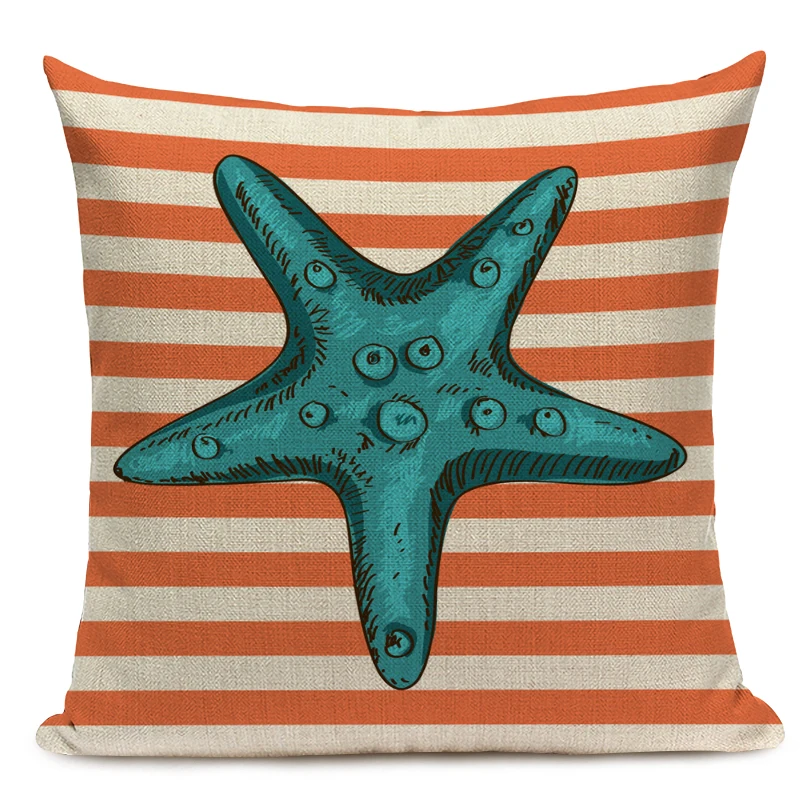 Decorative Cotton Retro Painting marine decoration Pillow Covers 45Cmx45Cm Square Replacement Printed Cushions Pillow Case