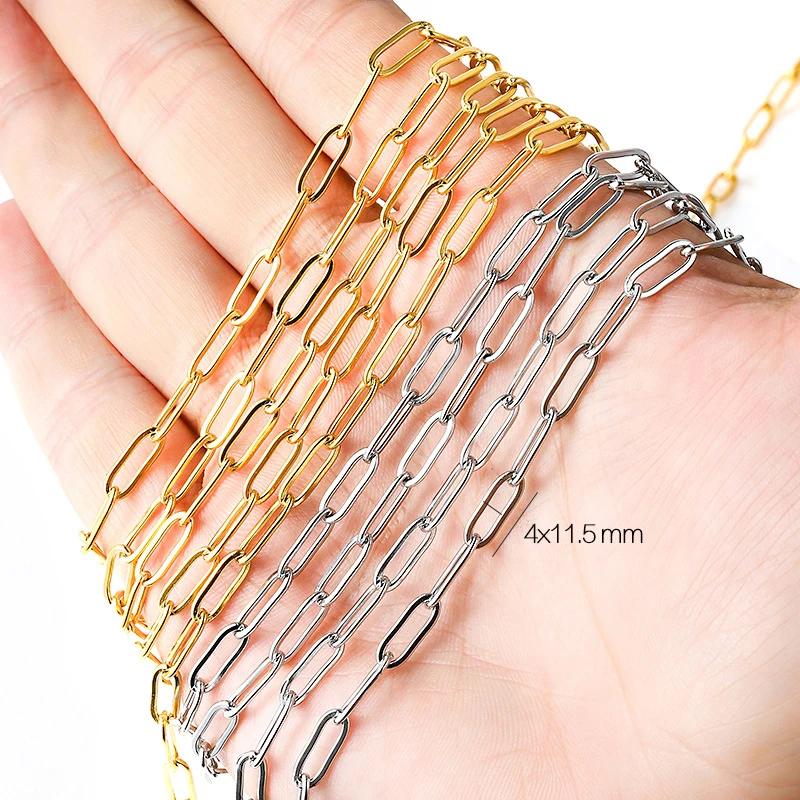 

100% Stainless Steel Oval Chain Meter For Jewelry Making Metal Rolo Link Chain By Meter Cadenas Por Metros Wholesale 1m