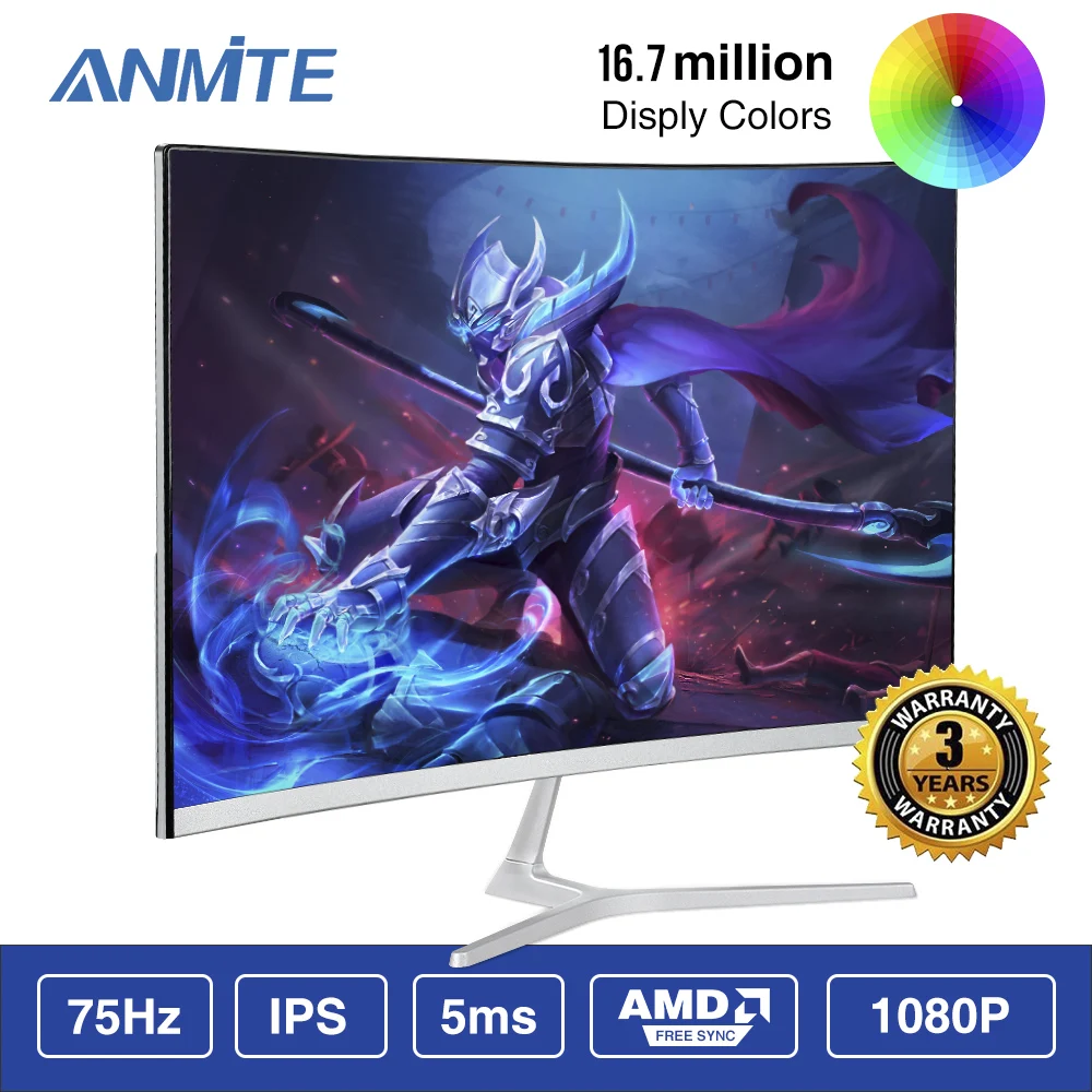 Anmite 21,5(22) дюймовый TFT Lcd FHD Hdmi изогнутый монитор ультратонкий Светодиодный компьютерный экран