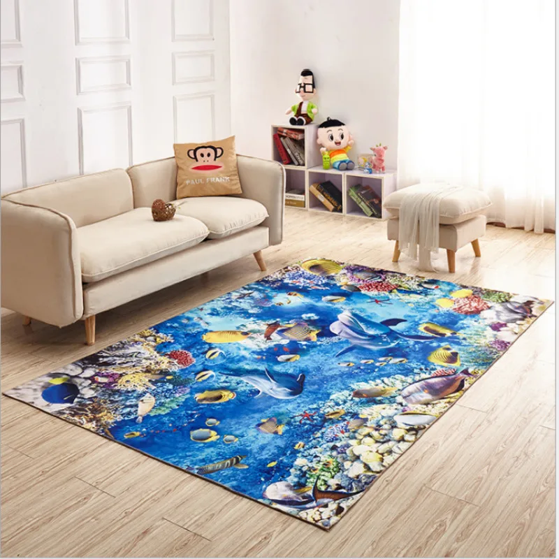 3D мультяшный ковер с изображением океана и акулы нескользящий коврик коврики для