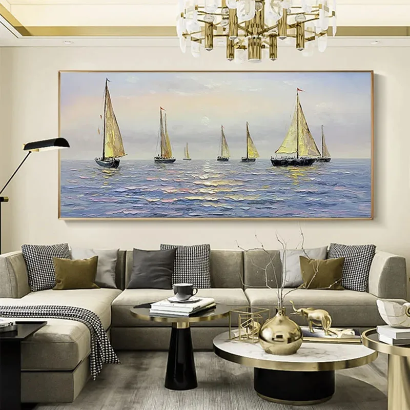 

Handmade Oil Painting On Canvas Large Decoration Office Hotel Living Room Wall Art Sea Scenery Hand Painted Picture As Gift