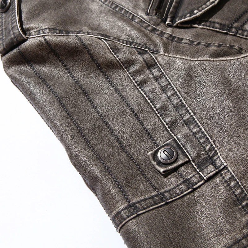 

Men's Leather Jacket Autumn Winter Fleece Faux Leather Coat Jaqueta Couro Masculina Motorcycle Leather Jacket Male Outerwear 4XL