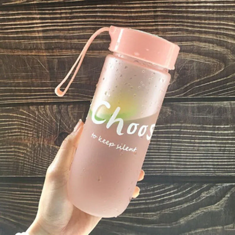Frosted Pink Бутылка для сока воды BPA бесплатно пластиковые квадратные корейский стиль Спортивная бутылка для питья - Цвет: Frosted Pink
