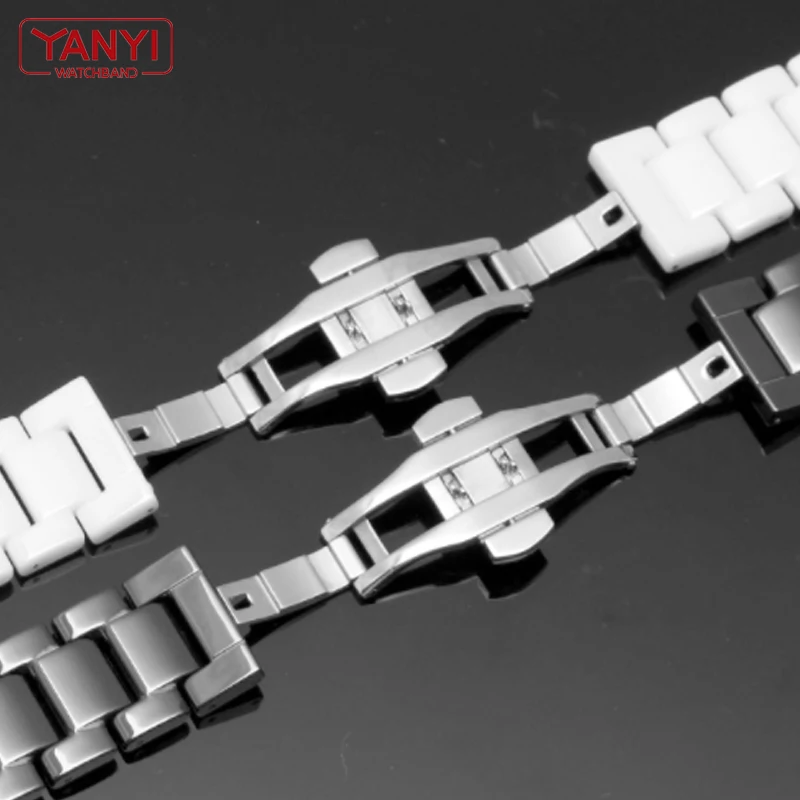 Ceramic watch bracelet 14mm 15 16 17 18 19 20 21mm 22mm watchband white black strap wristwatches band not fade water resistant