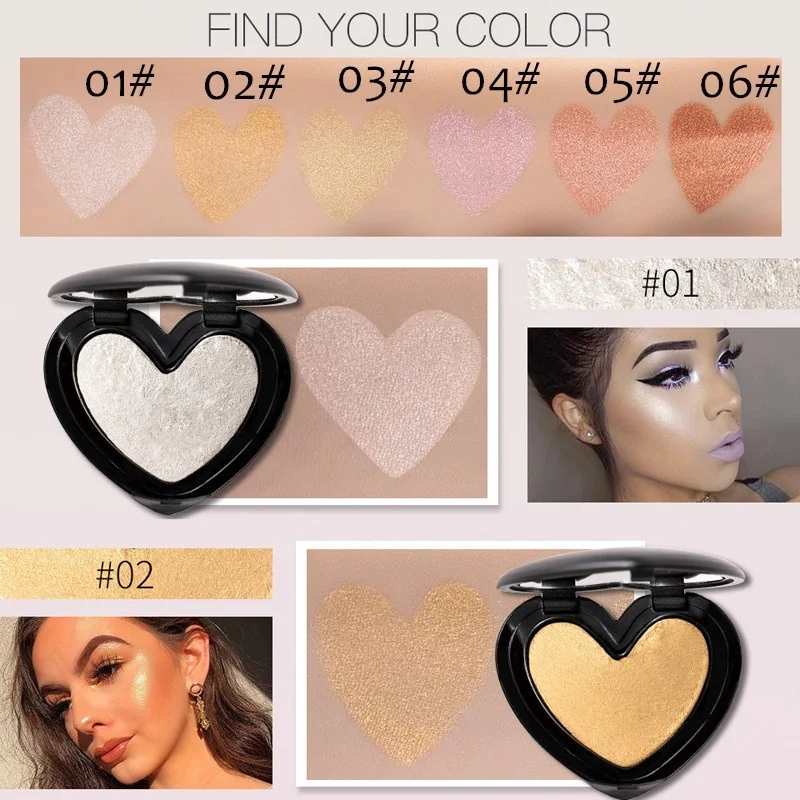 1 коробка хайлайтер палитра пудра бронзатор в форме сердца пигмент контур