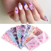 10pcs nail decorationl classic flower transfer manicure decor colorful foils nail art design sticker holographic decals set diy