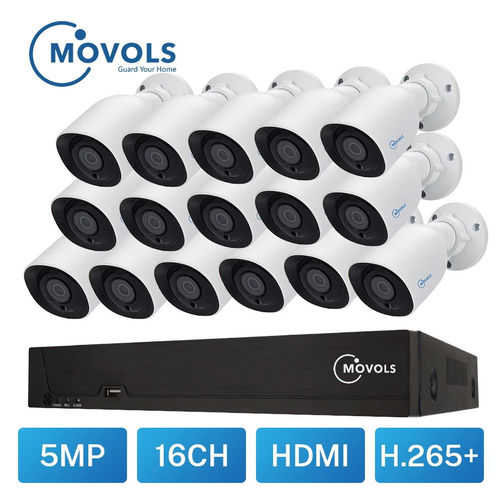 Система видеонаблюдения MOVOLS 5 МП 16 каналов H.265 XVR HD 16x5 Мп 2560*1920 HD|Система