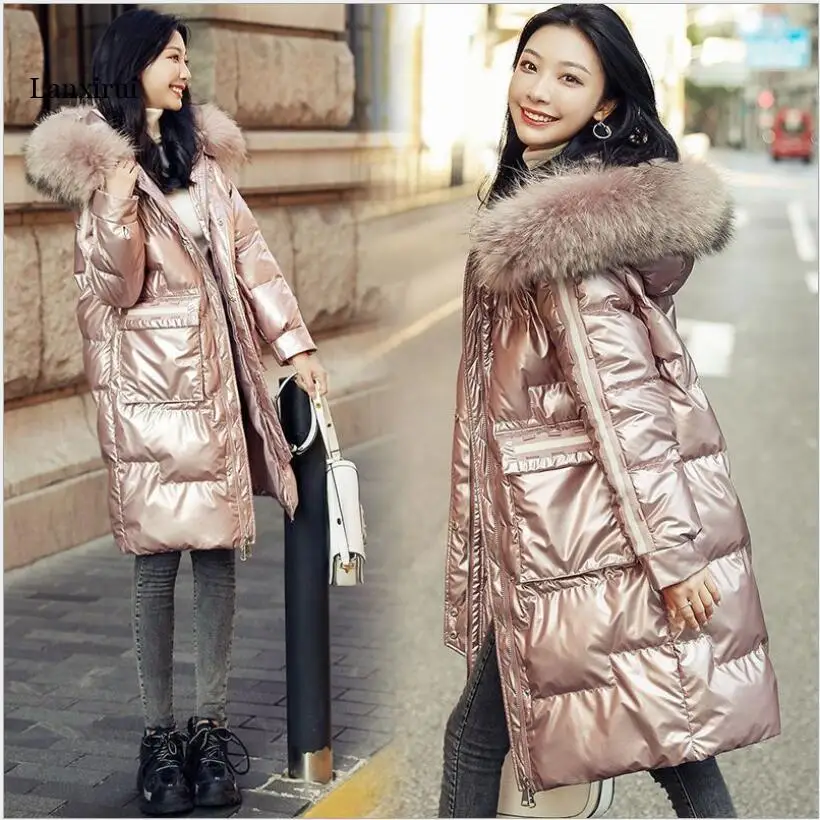

Women's Winter cotton Jackets Thick Parkas Clothes Raccoon Fur Collar Down Jacket Woman Hooded Female Coat Chaqueta Mujer