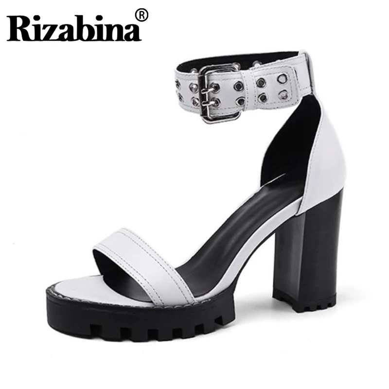 Rizabina/босоножки на высоком каблуке летние женские туфли из натуральной кожи в