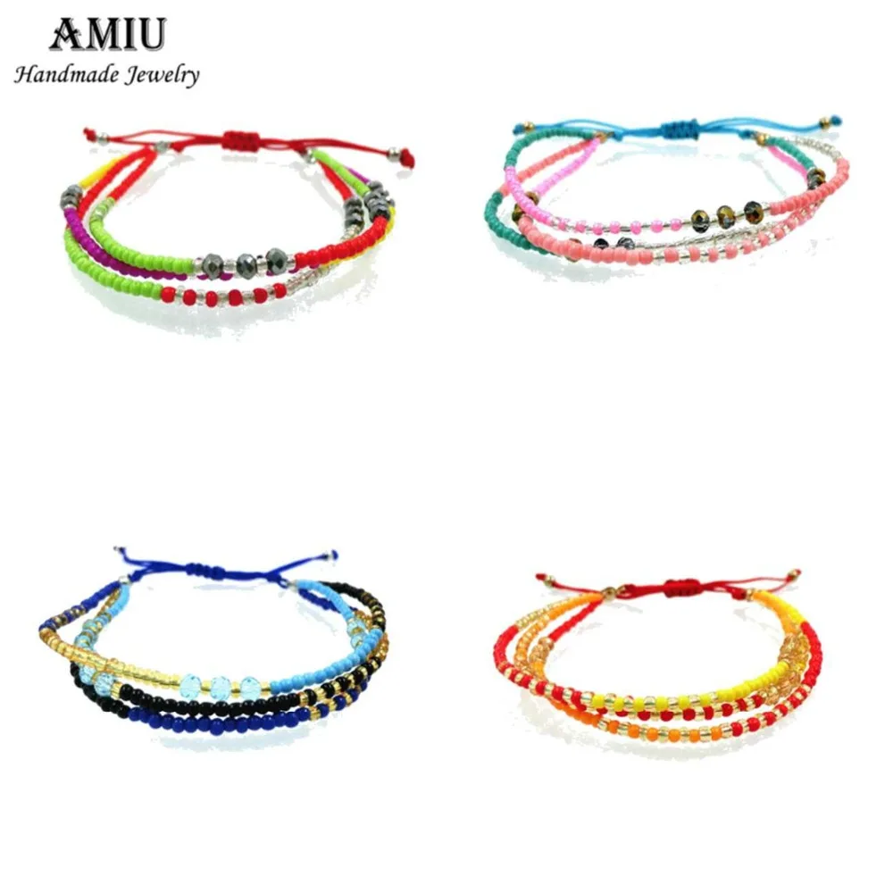 AMIU ручной работы хиппи бисер браслет дружбы браслеты с подвесками стеклянных