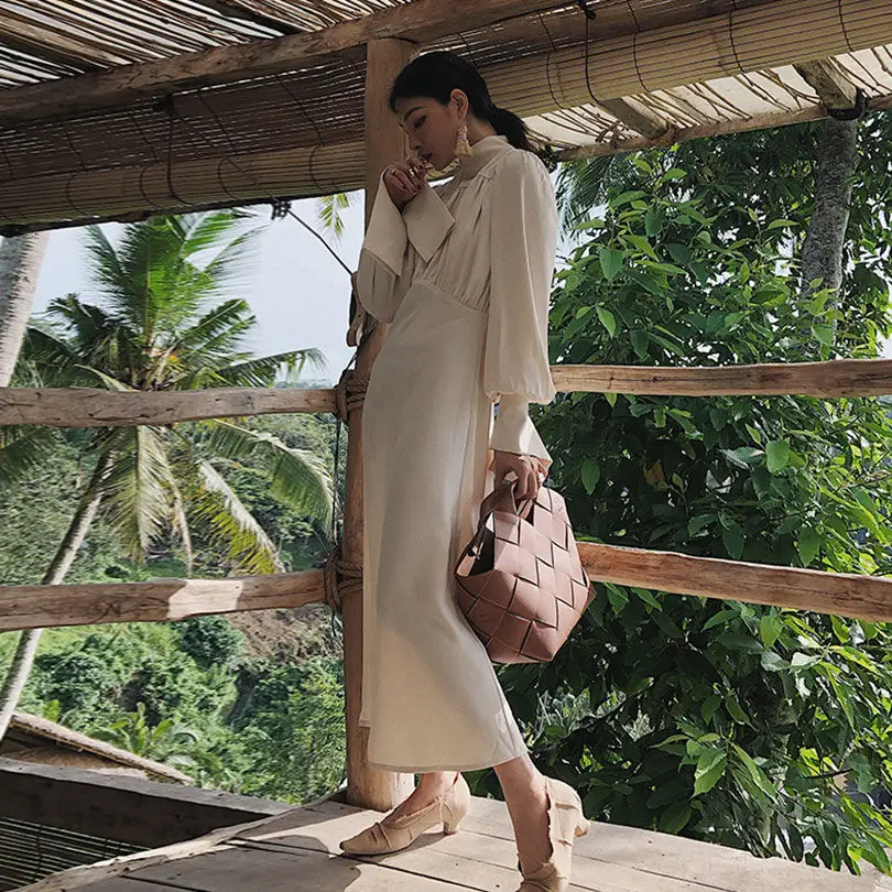 Платье женское с круглым вырезом элегантное винтажное повседневное