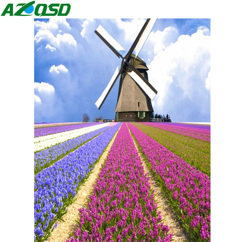 AZQSD алмазная вышивка ветряная мельница крестиком мозаика пейзажи рукоделие