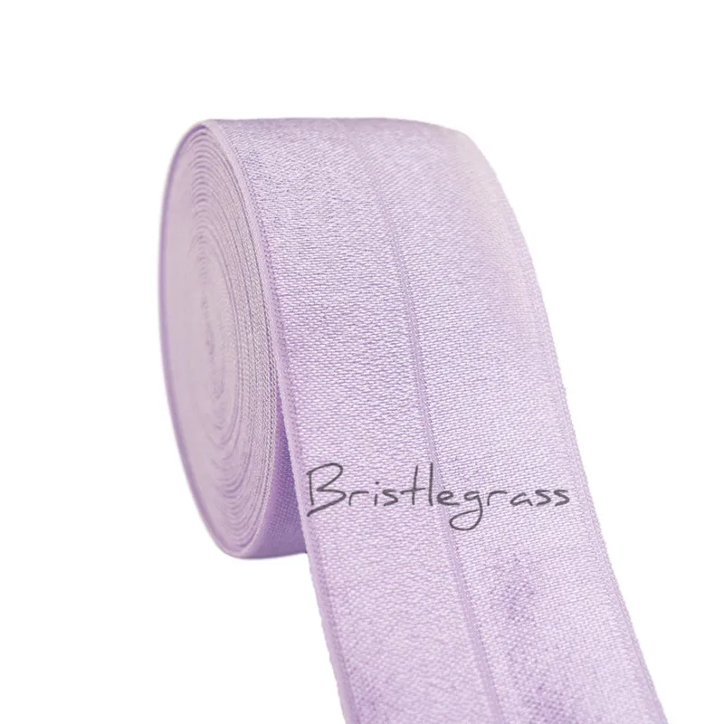 

BRISTLEGRASS Wholesale 50 Yard 1-1/2" 40mm Solid Shiny FOE Foldover Elastic Spandex Satin Kid Hairband Headband Lace Trim Sewing
