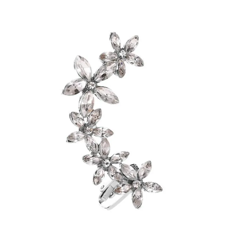 002 silver DIEZI цельные корейские Роскошные серьги-каффы для женщин и девушек, модные серьги-клипсы с кристаллами серьги-Каффы - Окраска металла: 002 silver