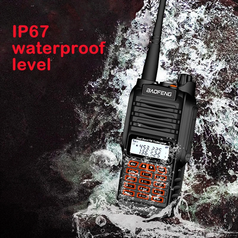 2PCS Walkie Talkie 10W Baofeng UV-9R Plus Waterproof Ham Radio Station hf Transceiver VHF UHF Two Way Radio Scanner uv9r plus