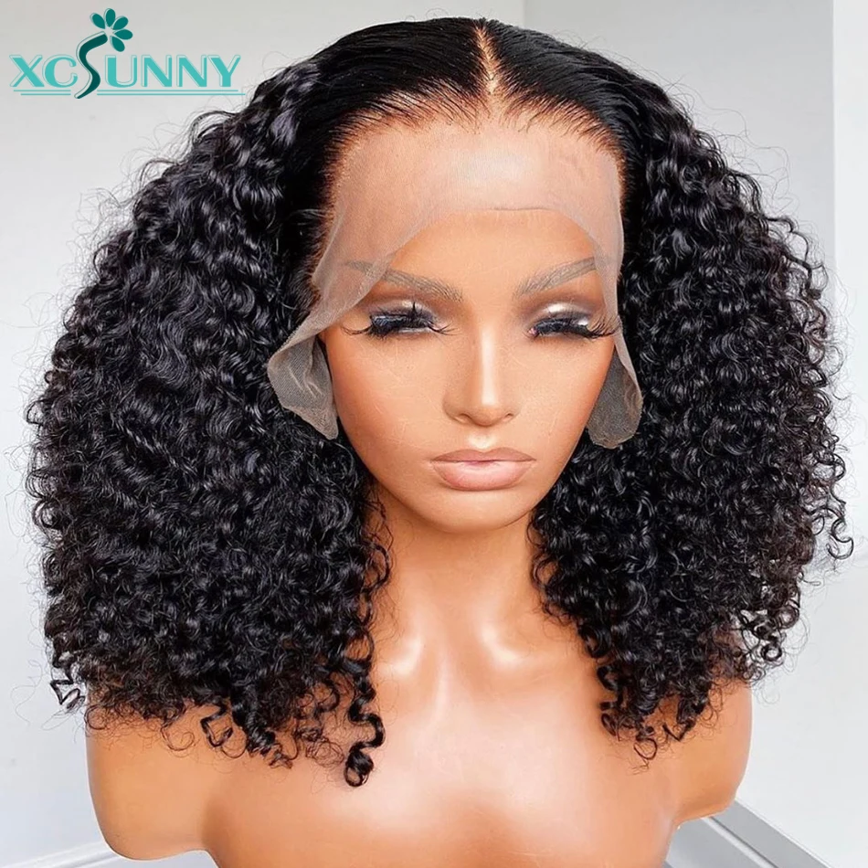 

kinky Curly Wig HD Transparent Lace Frontal Wig Black Lace Front Wig Human Hair Remy Brazilian Hair Wigs For Women Xcsunny