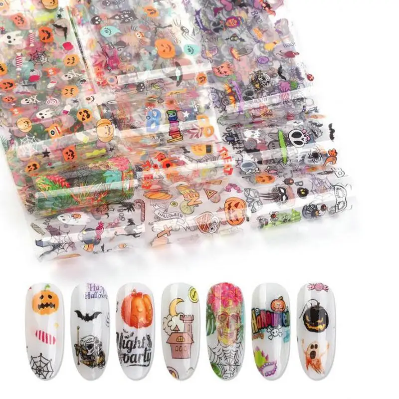 3D Наклейки для ногтей в виде тыквы черепа звездного неба Хэллоуина фурнитура