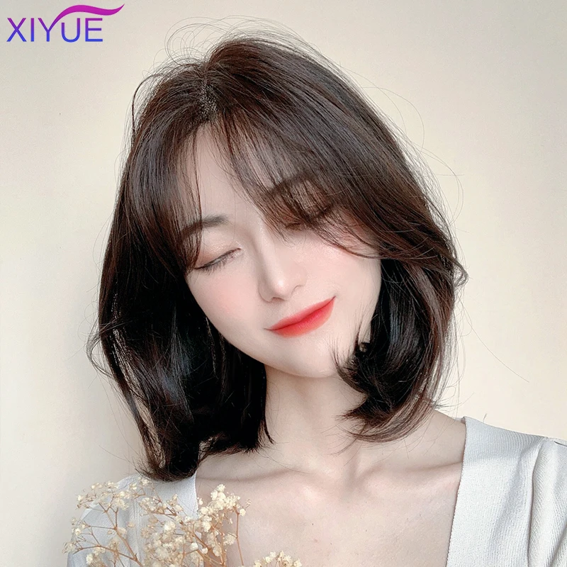 XIYUE центр челки Прямые короткие волосы парики прямые боб ISEE малайзийские