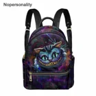 Женский водонепроницаемый кожаный рюкзак с принтом Чеширского кота