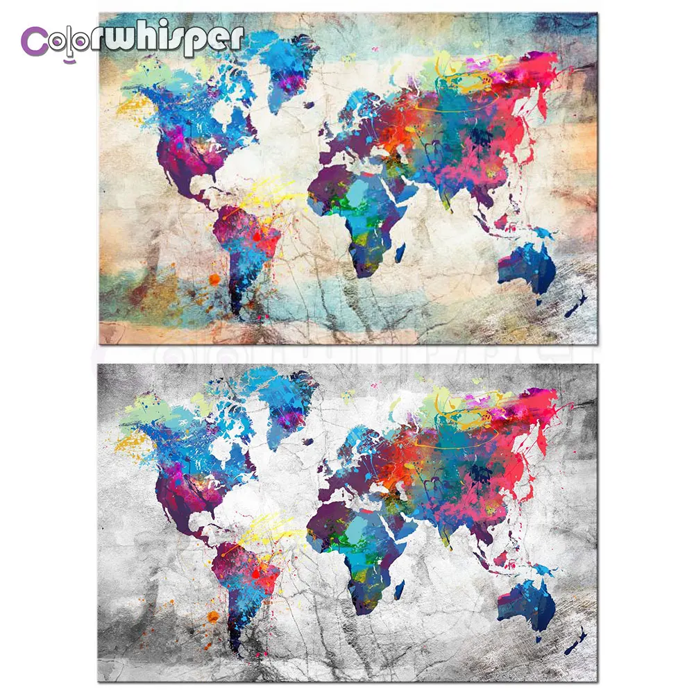 Алмазная картина 5D полностью квадратная/круглая карта мира цветная Daimond вышивка