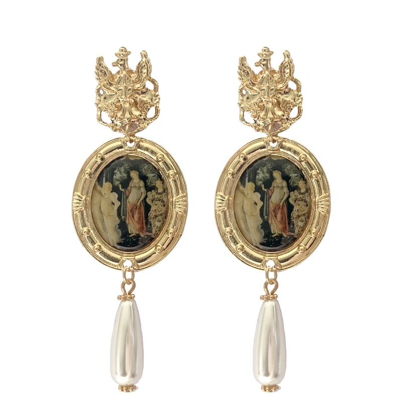 

Europe Vintage Style Drop Earrings For Women Retro Long Dangle Pendant Pearl Earrings Fashion Jewelry Original Design Wholesale