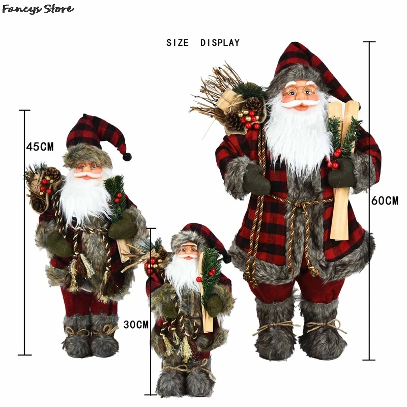 

Christmas Decoration Santa Claus Doll Large 30/45/60cm Christmas Tree Ornament New Year Home Decoration Natal Kids Gift Doll New