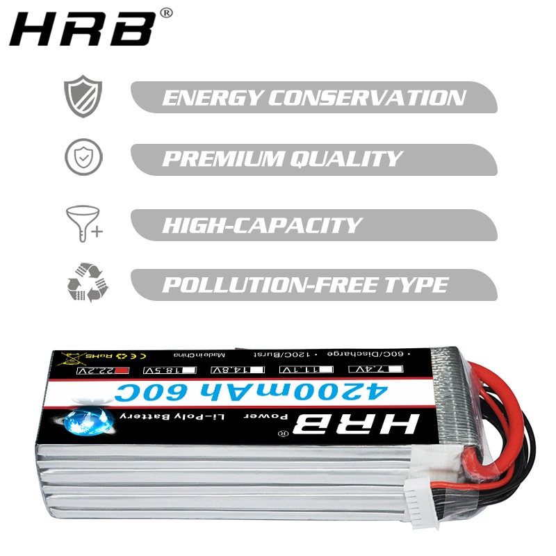 HRB 6S 22,2 V Lipo батарея 4200mah Deans XT60 EC5 XT90 TRX T Разъемы 60C RC гоночный Вертолет FPV самолеты автомобили грузовик лодки запчасти