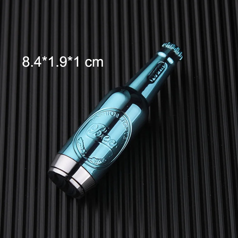 blue beer bottle Зажигалка для винных бутылок, креативный пожарный фонарь Бутановая Зажигалка, газовая многоразовая Зажигалка для сигарет, декоративные украшения для дома - Цвет: blue beer bottle