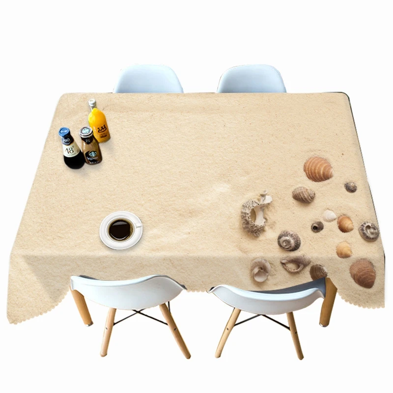 Плотная хлопковая скатерть с 3d рисунком стеклянная бутылка и морская звезда