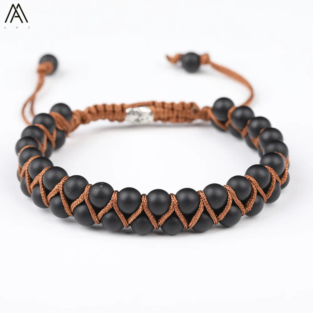 6 мм натуральный камень черные Агаты круглые бусины ручной работы завязанные