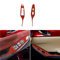 red carbon fiber sticker window lift switch button panel cover trim for mazda mx 5 miata roadster 2016 mx5 nd