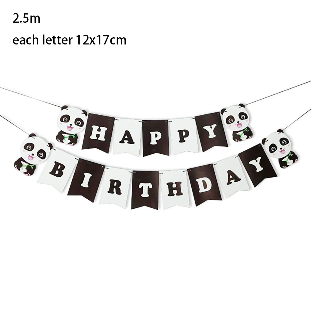 Cute China Panda Animals Wild One HAPPY BIRTHDAY Party Wall Hanging Banners Paper Bunting Flag Baby Shower Party Decorations