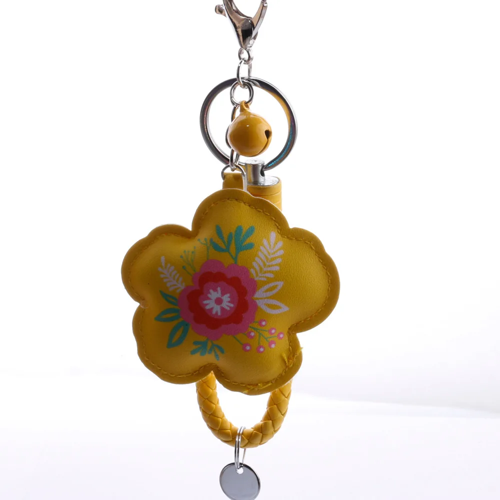 

1pc Yellow Keychain Pendents with Flowers DIY Accessories Toys Gifts