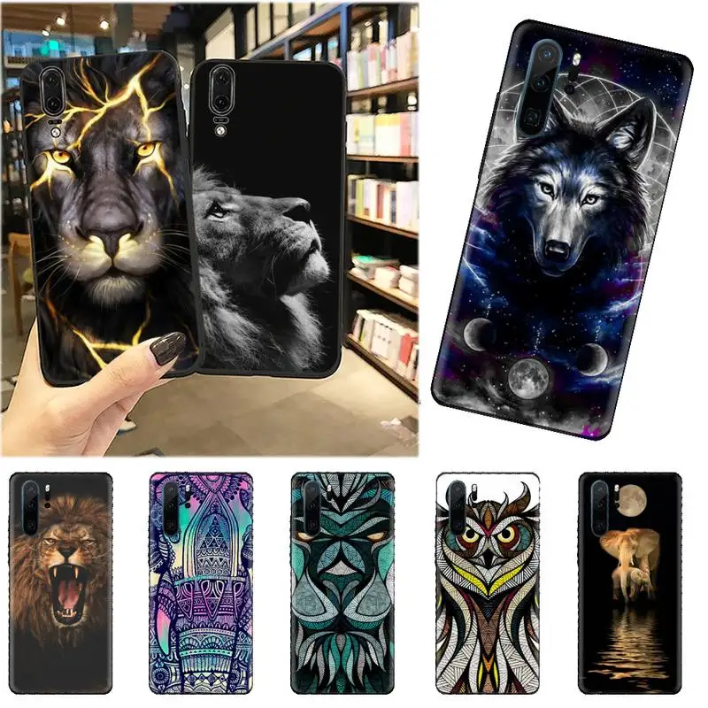 

Animals Lion Wolf Owl Elephant Lion Tiger Phone Case For Huawei honor Mate mate P 10 9X 10i 20 30 40 y7 pro p smart 2019 lite