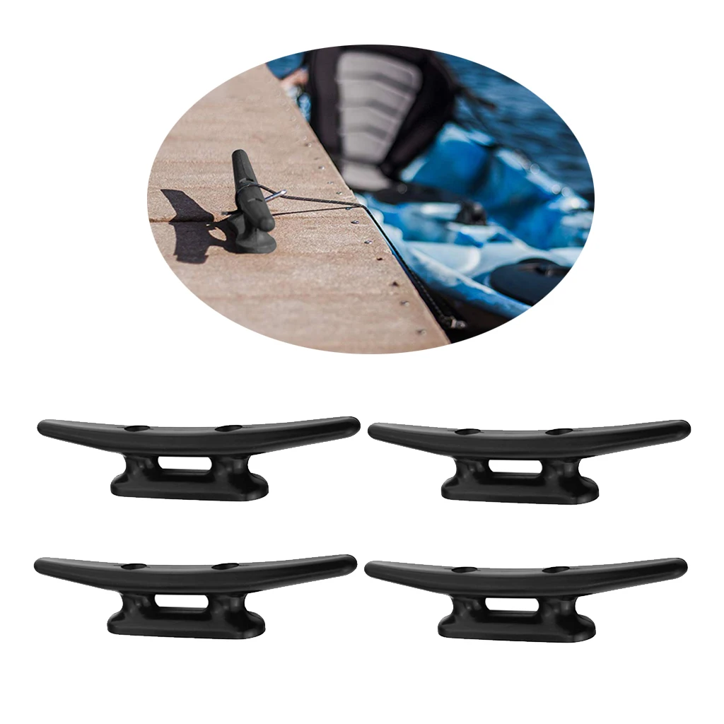 

4pcs Heavy Duty 4' Nylon Marine Boat Flat Top Low Cleat Rope Tie Hardware