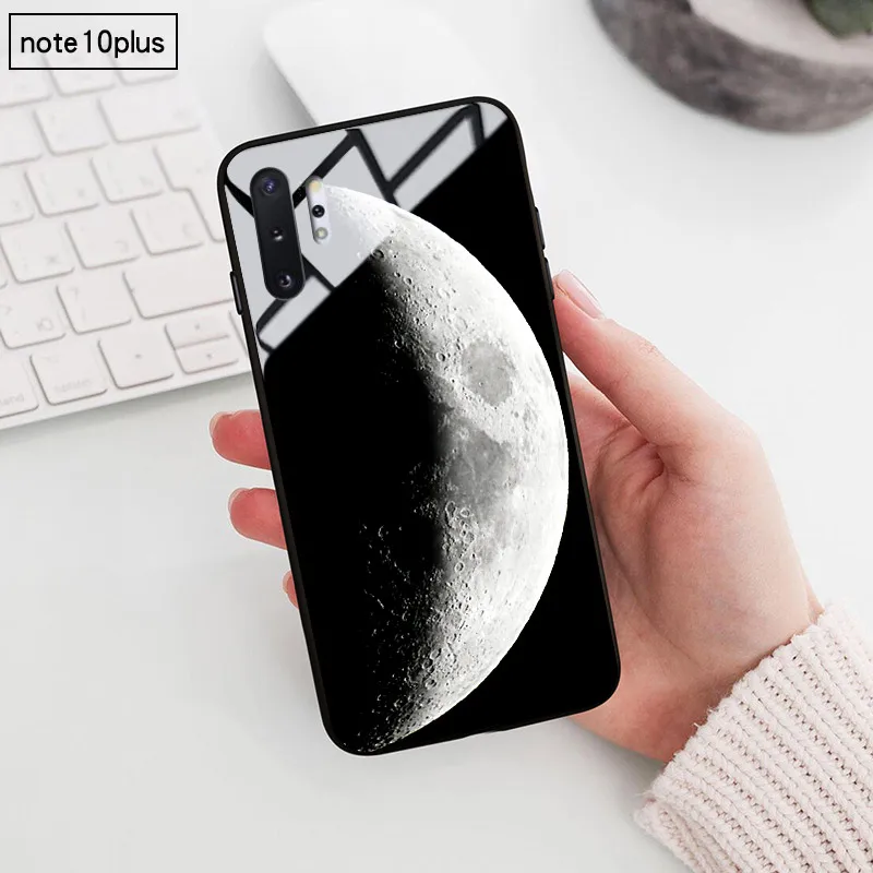 Moon Чехол для телефона для samsung Galaxy A40 A50 A60 M40 A70 A6S A8S S7 S8 S9 S10 S6edge Plus Note 8 9 Tempered Стекло Мрамор туманность - Color: Moon