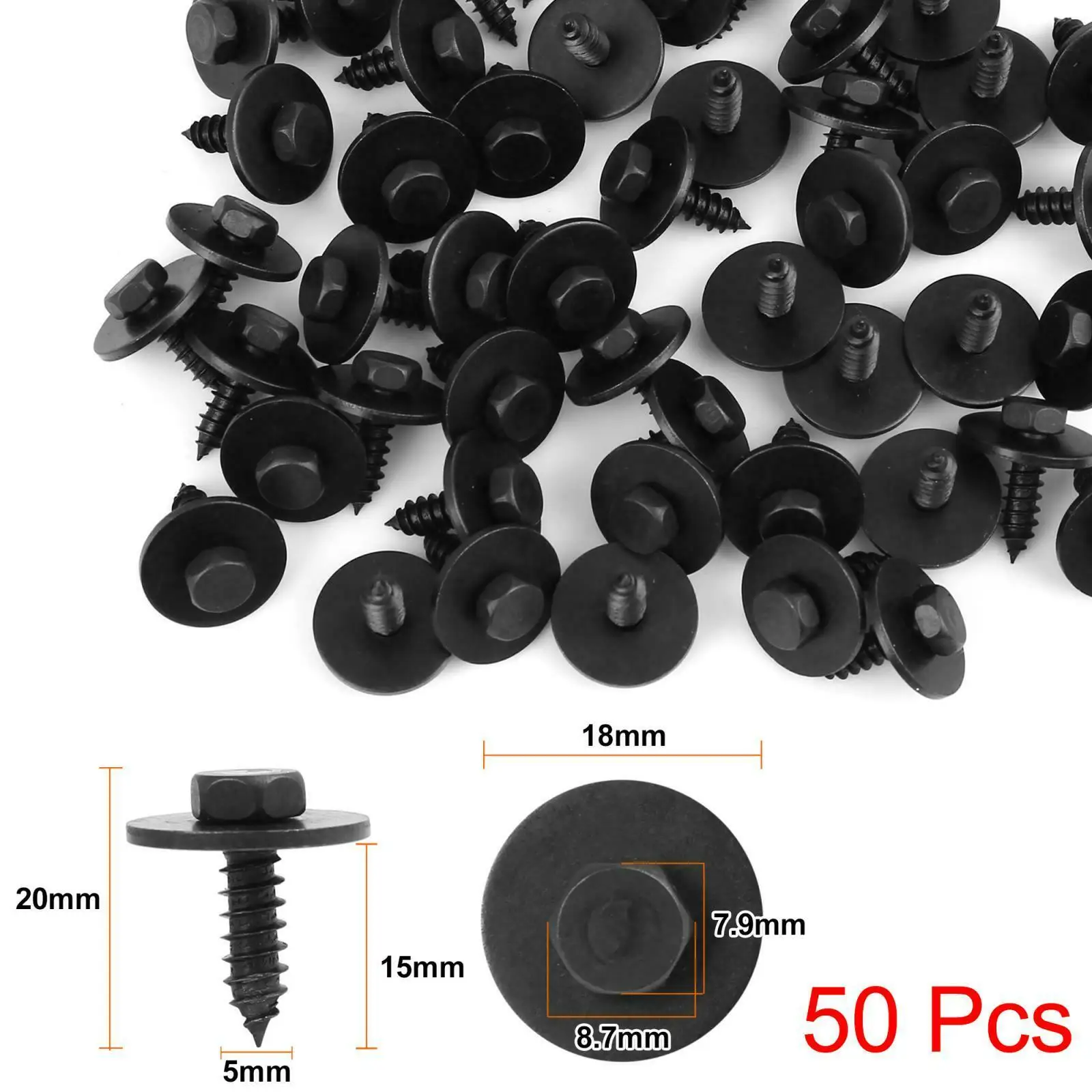 

50pcs Retainers Screw Bolt Car Fender Liner For BMW Metal Screw Durable