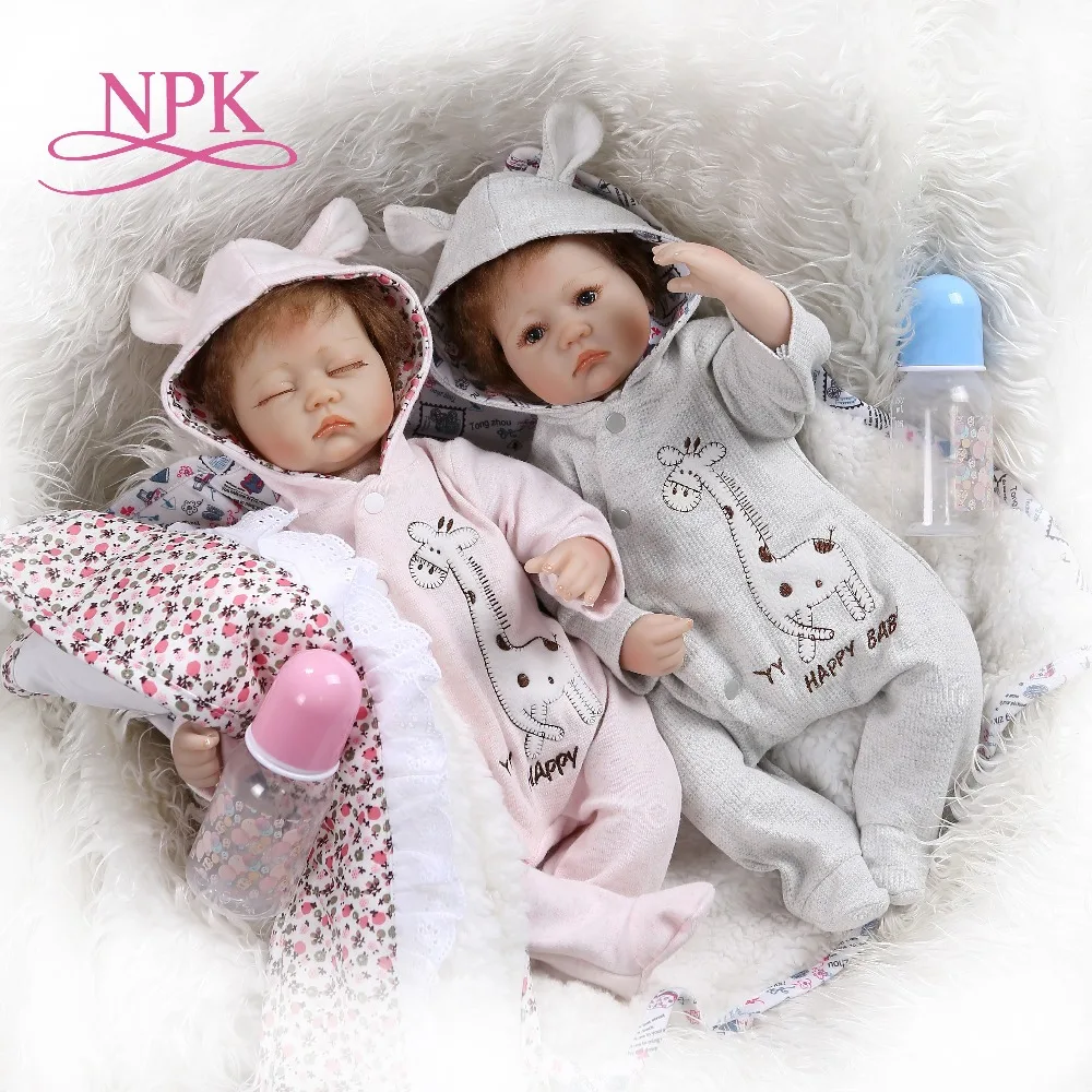 NPK 40 см Силиконовые Reborn Премиум Детские близнецы куклы Девочки Мальчики