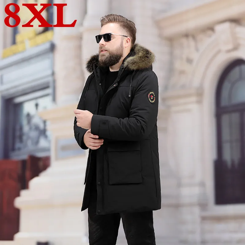 Мужской зимний пуховик с капюшоном размеры 8XL 7XL|Мужские парки| |